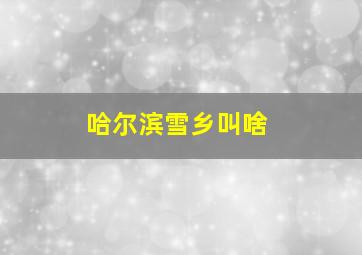 哈尔滨雪乡叫啥