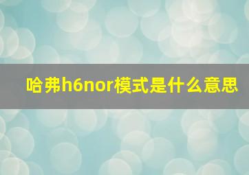 哈弗h6nor模式是什么意思