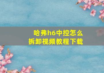 哈弗h6中控怎么拆卸视频教程下载