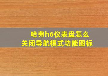 哈弗h6仪表盘怎么关闭导航模式功能图标