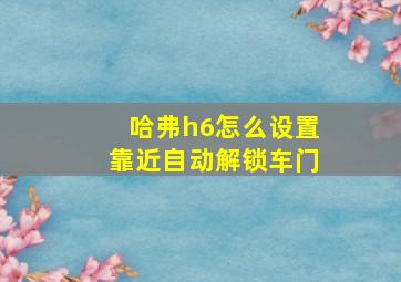 哈弗h6怎么设置靠近自动解锁车门