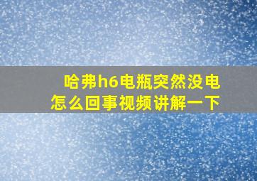 哈弗h6电瓶突然没电怎么回事视频讲解一下