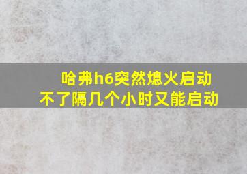 哈弗h6突然熄火启动不了隔几个小时又能启动