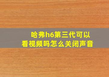 哈弗h6第三代可以看视频吗怎么关闭声音