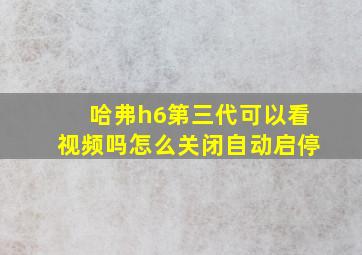 哈弗h6第三代可以看视频吗怎么关闭自动启停