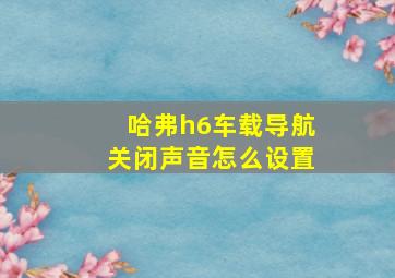 哈弗h6车载导航关闭声音怎么设置