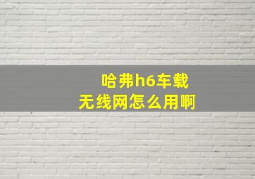 哈弗h6车载无线网怎么用啊