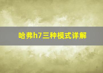 哈弗h7三种模式详解