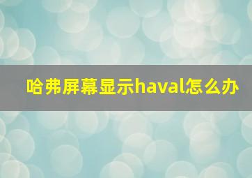 哈弗屏幕显示haval怎么办