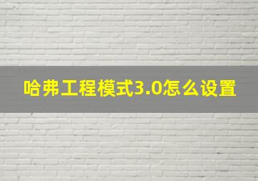 哈弗工程模式3.0怎么设置