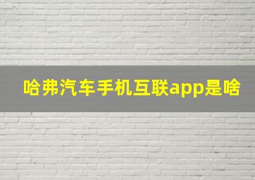 哈弗汽车手机互联app是啥