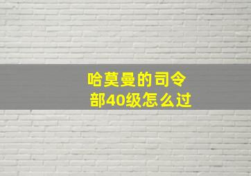 哈莫曼的司令部40级怎么过