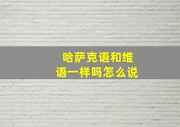 哈萨克语和维语一样吗怎么说