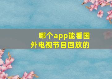 哪个app能看国外电视节目回放的