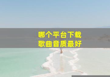 哪个平台下载歌曲音质最好