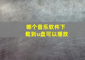 哪个音乐软件下载到u盘可以播放