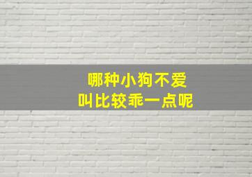 哪种小狗不爱叫比较乖一点呢