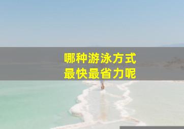 哪种游泳方式最快最省力呢