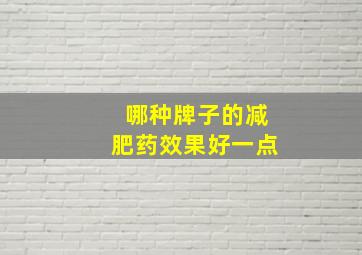 哪种牌子的减肥药效果好一点