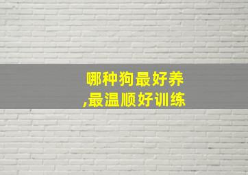 哪种狗最好养,最温顺好训练