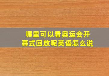 哪里可以看奥运会开幕式回放呢英语怎么说