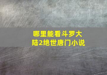 哪里能看斗罗大陆2绝世唐门小说