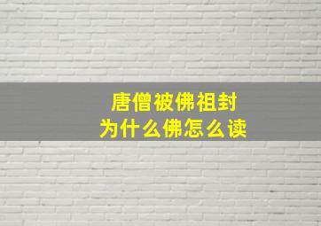 唐僧被佛祖封为什么佛怎么读