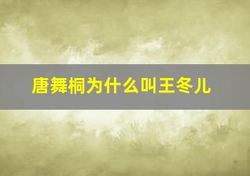 唐舞桐为什么叫王冬儿