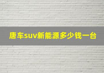 唐车suv新能源多少钱一台