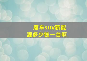 唐车suv新能源多少钱一台啊