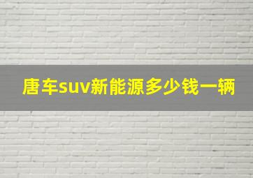 唐车suv新能源多少钱一辆