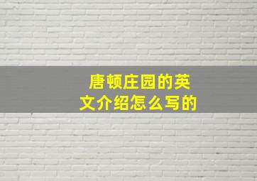 唐顿庄园的英文介绍怎么写的