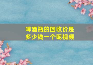 啤酒瓶的回收价是多少钱一个呢视频