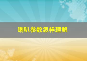 喇叭参数怎样理解