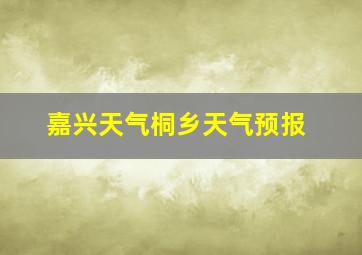 嘉兴天气桐乡天气预报