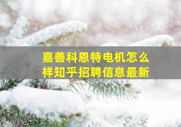 嘉善科恩特电机怎么样知乎招聘信息最新