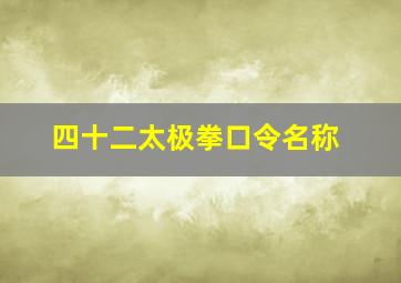 四十二太极拳口令名称