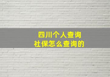 四川个人查询社保怎么查询的