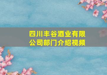 四川丰谷酒业有限公司部门介绍视频