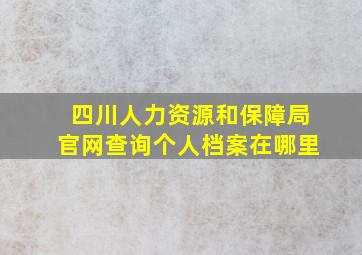 四川人力资源和保障局官网查询个人档案在哪里