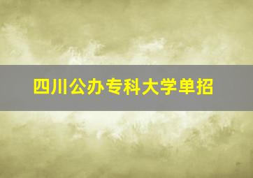 四川公办专科大学单招