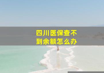 四川医保查不到余额怎么办