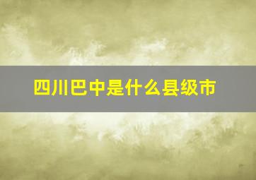 四川巴中是什么县级市