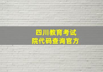 四川教育考试院代码查询官方