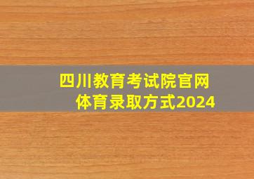 四川教育考试院官网体育录取方式2024