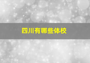 四川有哪些体校