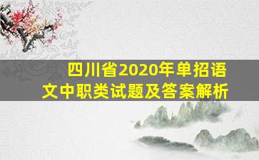 四川省2020年单招语文中职类试题及答案解析