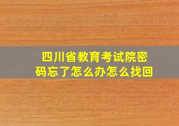 四川省教育考试院密码忘了怎么办怎么找回