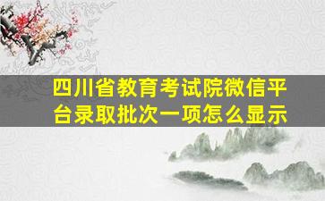 四川省教育考试院微信平台录取批次一项怎么显示