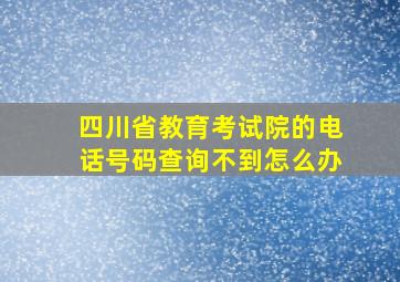 四川省教育考试院的电话号码查询不到怎么办